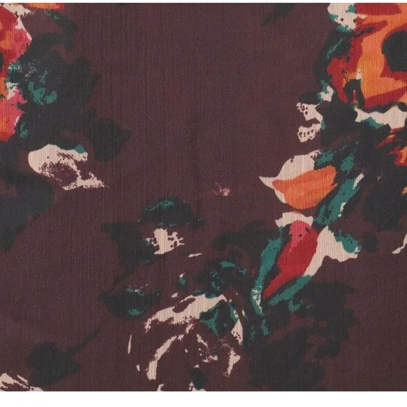 Walter Baker Floral Mini Dress Sheer Sleeve Tie Neck Ruffle Hem Large - Picture 11 of 14